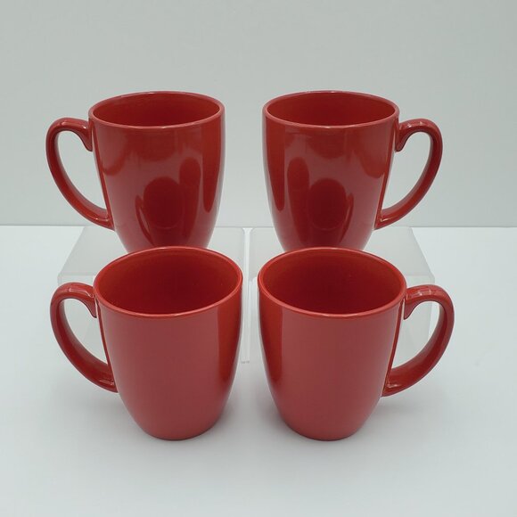 Corelle Urban Red Mugs Corning Red Stoneware Mugs - Picture 1 of 5
